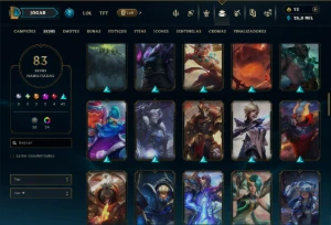 Unranked com 120 Champs e 83 Skins +2 Prestigios - League of Legends LOL