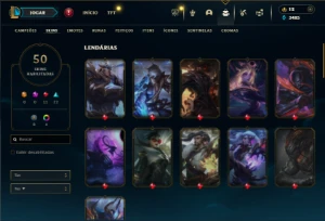 Bronze 1 com 100 Champs e 50 Skins + 33 Espolios - League of Legends LOL