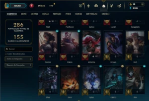 Bronze 1 com 100 Champs e 50 Skins + 33 Espolios - League of Legends LOL