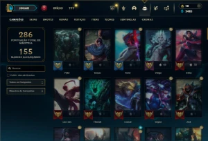 Bronze 1 com 100 Champs e 50 Skins + 33 Espolios - League of Legends LOL