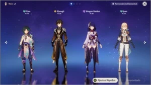 Conta Genshin AR 55 - Xiao + Homa + Zhongli + Raiden + Jean - Genshin Impact