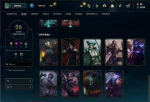 Conta prata 1 com 45 Champs e 26 Skins - League of Legends LOL