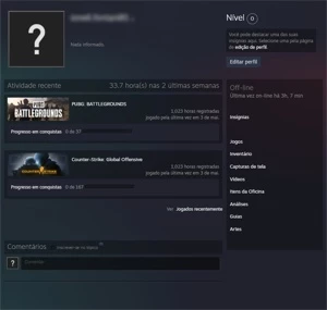 Contas Steam c/ Free CS:GO 1400+ Horas/Free PUBG 1000+ Horas - Counter Strike