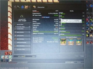 EK LVL 437 SKILLS 104/99 ML 11 NA BARRA - Tibia