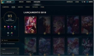 Cont LOL todos champ 93 skins unranked temp atual, bord ouro - League of Legends