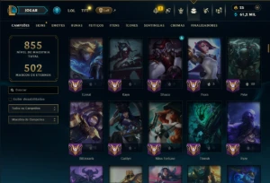 Prata 4 com TODOS os Champs e 197 Skins ( Nivel 1077 ) - League of Legends LOL