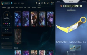 Conta VALORANT / LOL (Karambit Sublime 2.0, passe. 80 Skins) - League of Legends