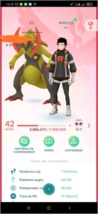 Conta pokémon nível 42