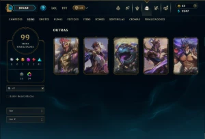 Diamante 4 com TODOS os Champs e 99 Skins ( SUP / ADC ) - League of Legends LOL