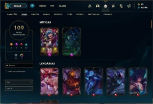 Conta ouro 4 com 132 Champs e 109 Skins + 400k de Vayne - League of Legends LOL