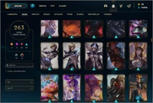 Conta ouro 4 com TODOS os champs e 263 skins ( 2 Prestigios) - League of Legends LOL