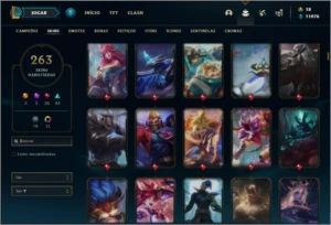 Conta ouro 4 com TODOS os champs e 263 skins ( 2 Prestigios) - League of Legends LOL