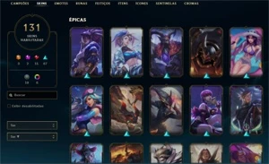 Conta LoL Unranked 130 + skins - League of Legends