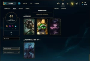 Conta unranked com Rammus rei e Kayle juiza - League of Legends LOL
