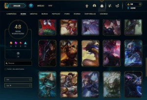 Bronze 2 com 90 Champs e 48 Skins - League of Legends LOL