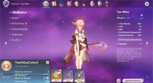 Conta Genshin Impact AR 5 com Yae Miko e Atlas Celestial