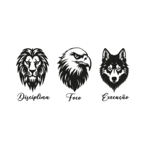 Kit 6 Peças Animais Disciplina Foco Execução em MDF