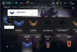 Conta Diamante 2 com 35 Champs e 8 Skins + 18 Fragmentos - League of Legends LOL