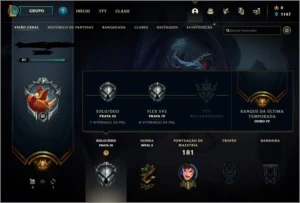 CONTA LEAGUE OF LEGENDS, PRATA 3 70%, 40 CAMPEÕES, 10 SKINS LOL