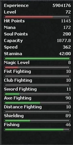 CHAR EK LVL 72 - SKILL 86 - OLDERS ONLINE OT TIBIA