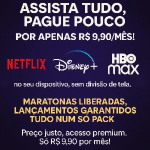 Pack de streaming: Netflix, Disney+, TV+ e HBO Max. - Assinaturas e Premium