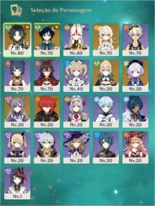 Conta AR48 - Xiao+Lança de Jade+Báculo de Homa+Venti - Genshin Impact