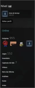 Conta Steam - Nível 306 - 168 jogos