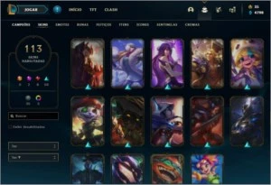 Conta League of Legends Nível 147 com 86 skins(2 Míticas) LOL