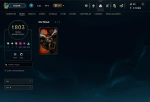 Continha de lol com 1808 skins várias raras todas pax - League of Legends