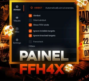 Painel Mod Menu Android!!🍓Ffh4x Full Hs!! Permanente - Free Fire