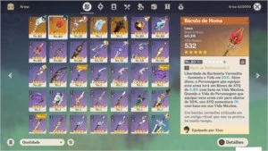 Conta com 6 5* +armas (Xiao, Klee, Venti, Mona, Jean, Qiqi) - Genshin Impact