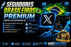 Seguidores Brasileiros Premium para Twitter (X) Garantia 30D
