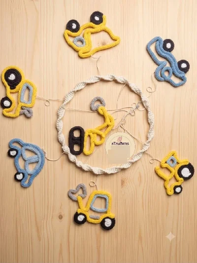 Porta Maternidade + Móbile decorativos macramê com tricotin - Artesanato e Personalizados