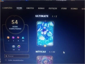 Conta de LOL Diamante 54 Skins e 3k de RP - League of Legends