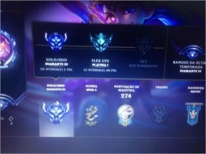 Conta de LOL Diamante 54 Skins e 3k de RP - League of Legends