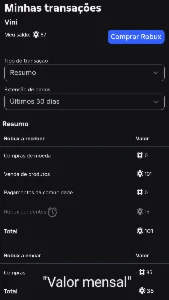 Conta de roblox com sistema de robux!
