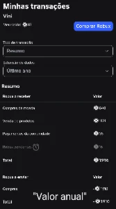 Conta de roblox com sistema de robux!