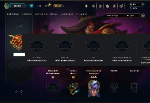 Unranked com 100 Champs e 61 Skins ( TOP / ADC / MID )