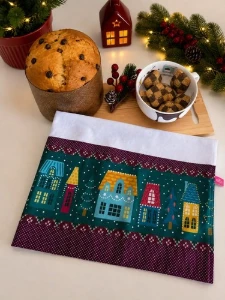 Pano de Prato Casas Natalinas - Artesanato e Personalizados