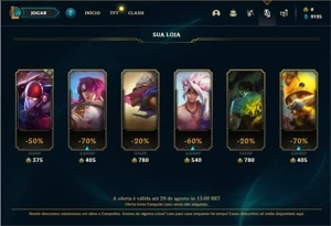 Conta ouro 4 com 27 Champs e 2 Skins + 2 Fragmentos - League of Legends LOL