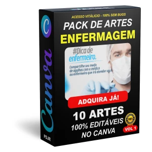 Pack Canva Enfermagem - 10 Artes Editáveis - Serviços Digitais