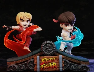 Street fighter Ryu Ken Chibi Diorama stl 3d - Outros