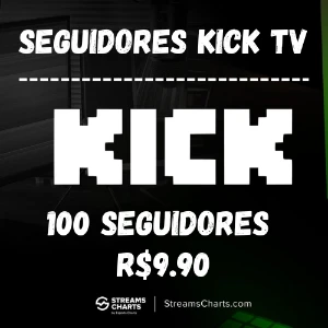 100 Seguidores Kick.TV - Redes Sociais