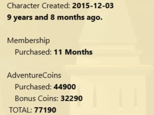 Conta 2015 / 7 Class Calendário / 3 Chest - Adventure Quest World AQW