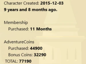 Conta 2015 / 7 Class Calendário / 3 Chest - Adventure Quest World AQW