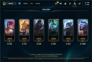 Conta bronze 3 com 130 Champs e 115 Skins (Criada em 2012) - League of Legends LOL