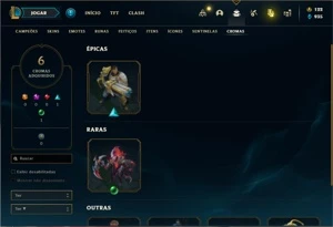 Conta bronze 3 com 130 Champs e 115 Skins (Criada em 2012) - League of Legends LOL