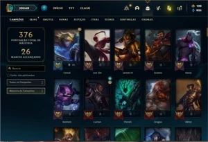 Conta bronze 3 com 130 Champs e 115 Skins (Criada em 2012) - League of Legends LOL