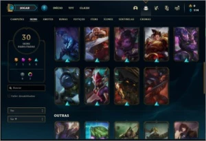 Conta prata 1 com 58 champs e 30 skins (2 Ultimates) - League of Legends LOL