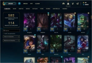 Conta ouro 3 com TODOS os champs e 521 skins +92 Cromas - League of Legends LOL